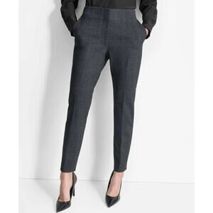 DKNY Women Charcoal Plaid The Gramercy High-Rise Slim-Leg Ankle Trousers Size 14